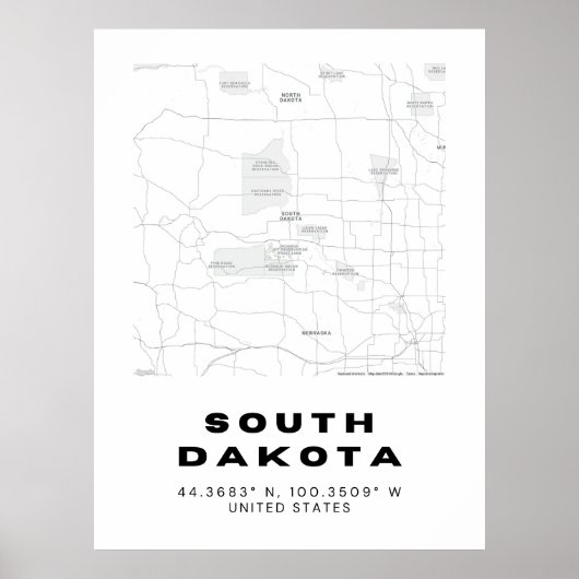 South Dakota kaart ontwerp Poster (Voorkant)