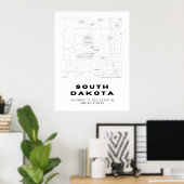 South Dakota kaart ontwerp Poster (Thuiskantoor)