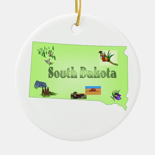 South Dakota kerstboomversiering Keramisch Ornament (Voorkant)