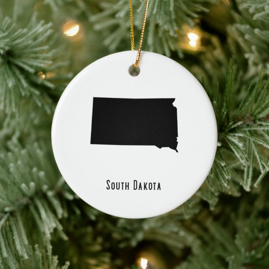 South Dakota Map - Black and White Modern Keramisch Ornament (Boom)