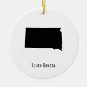 South Dakota Map - Black and White Modern Keramisch Ornament (Voorkant)