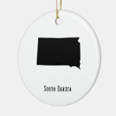 South Dakota Map - Black and White Modern Keramisch Ornament (Links)