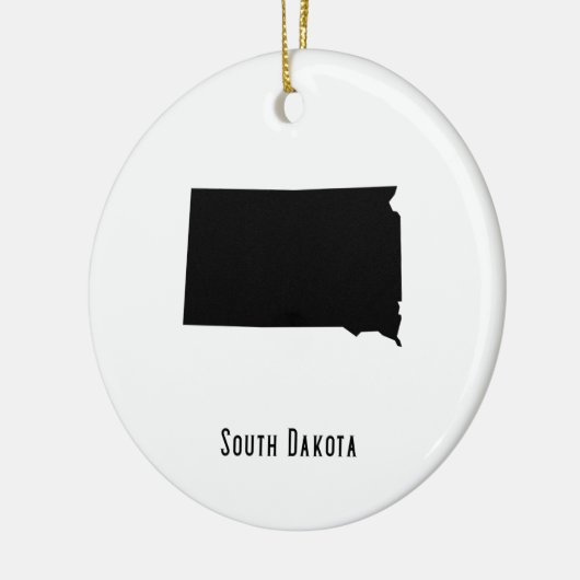 South Dakota Map - Black and White Modern Keramisch Ornament (Links)