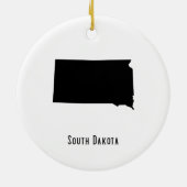 South Dakota Map - Black and White Modern Keramisch Ornament (Achterkant)