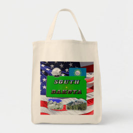 South Dakota Map, Fototekst, Faux Quarter Tote Bag