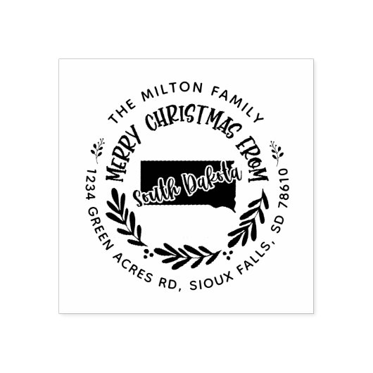 south dakota merry kerst return address rubberstempel (Afrduk)
