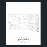 South Dakota Minimal Street Map Poster<br><div class="desc">South Dakota Minimal Street Map</div>