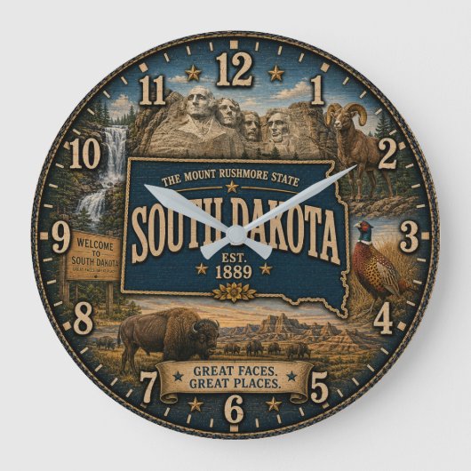 South Dakota Mount Rushmore Rustic Wall Art Grote Klok (Voorkant)