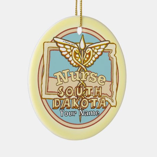 South Dakota Nurse Caduceus  Keramisch Ornament (Rechts)