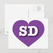 South Dakota Paars Heart - Ik hou van SD Briefkaart (Voorkant / Achterkant)