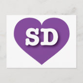 South Dakota Paars Heart - Ik hou van SD Briefkaart (Voorkant)