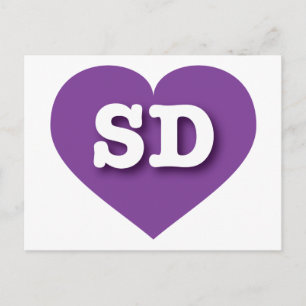 South Dakota Paars Heart - Ik hou van SD Briefkaart
