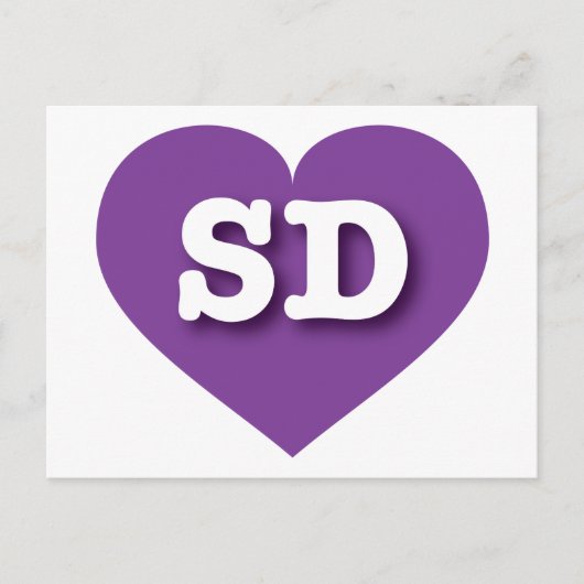 South Dakota Paars Heart - Ik hou van SD Briefkaart (Voorkant)