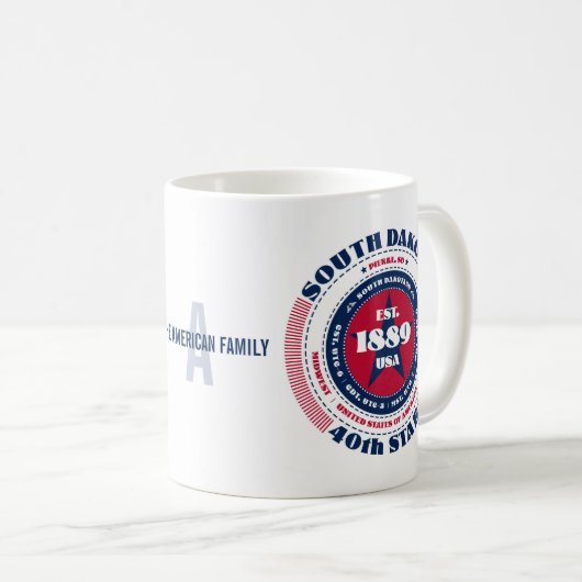 South Dakota Patriotic Circular Monogram Mok (Voorkant rechts)