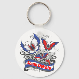 South Dakota Patriotism Butterfly Sleutelhanger