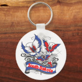South Dakota Patriotism Butterfly Sleutelhanger (Voorkant)