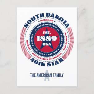 South Dakota, Pierre, SD, Patriottisch, Monogram Briefkaart