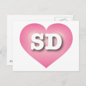 South Dakota Pink Fade Heart - Ik hou van SD Briefkaart (Voorkant / Achterkant)