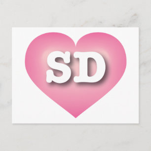 South Dakota Pink Fade Heart - Ik hou van SD Briefkaart