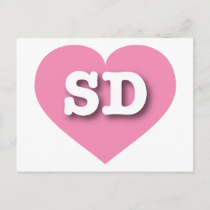 South Dakota Pink Heart - Ik hou van SD Briefkaart