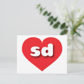 South Dakota red hart - Ik hou van sd Briefkaart (Staand voorkant)