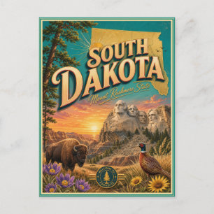 South Dakota Retro Reis Souvenir Prentbriefkaart Briefkaart