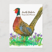 South Dakota Ring Necked Pheasant Pasque Flower Briefkaart (Voorkant)