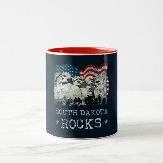 South Dakota Rocks Mount Rushmore Souvenir USA Tweekleurige Koffiemok (Center)