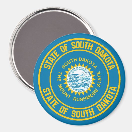South Dakota Round Emblem Magneet (Voorkant / Achterkant)