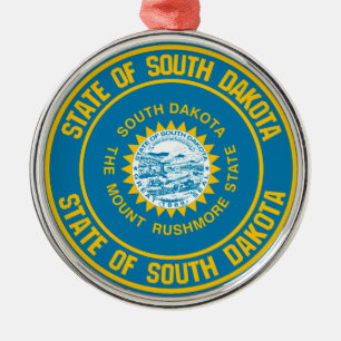 South Dakota Round Emblem Metalen Ornament