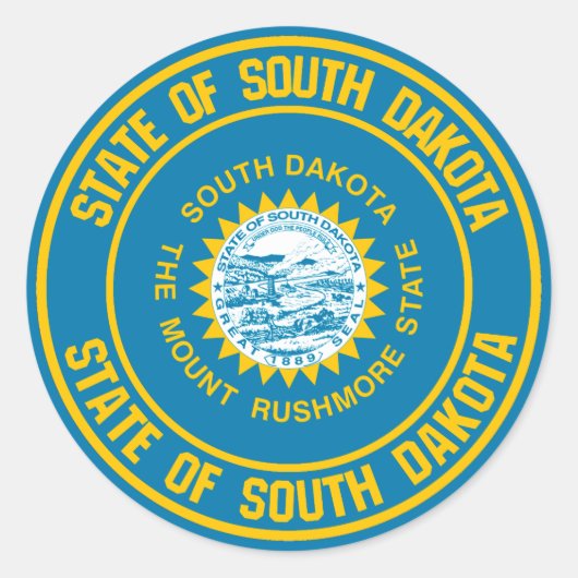 South Dakota Round Emblem Ronde Sticker (Voorkant)