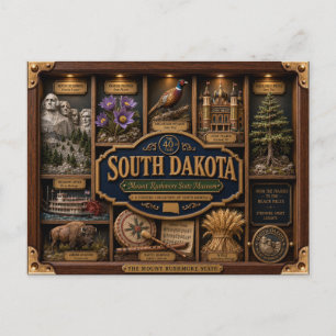 South Dakota-schaduwdoos 3D figuur staat Briefkaart