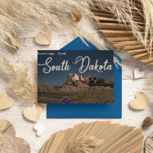 South Dakota Schilderachtig nacht met bloemen Briefkaart