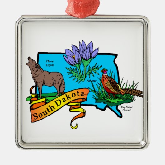 South Dakota State Kerstornament Keepslag Metalen Ornament (Voorkant)