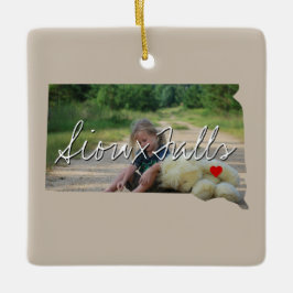 South Dakota State Photo insert and town name Keramisch Ornament