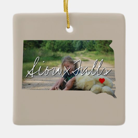 South Dakota State Photo insert and town name Keramisch Ornament (Voorkant)