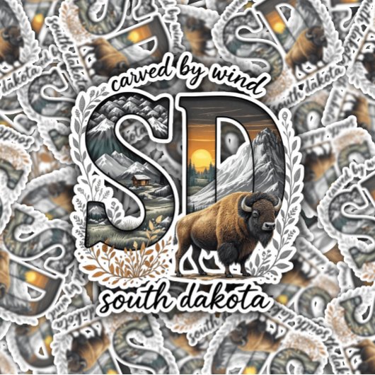 South Dakota State Sticker | Bison Wilderness Art