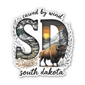 South Dakota State Sticker | Bison Wilderness Art