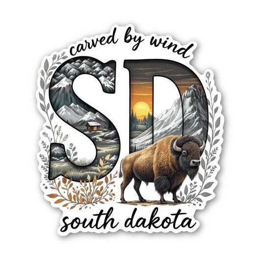 South Dakota State Sticker | Bison Wilderness Art