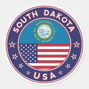 South Dakota sticker, telefoonzaak, canvas tas Ronde Sticker