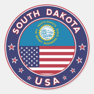 South Dakota sticker, telefoonzaak, canvas tas Ronde Sticker