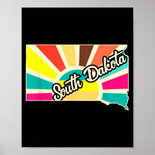 South Dakota trots retro staatsontwerp kaart kunst Poster
