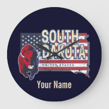 South Dakota United States Retro State Map 
