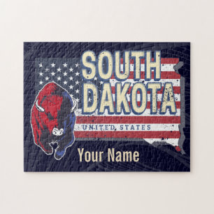 South Dakota United States Retro State Map  Legpuzzel