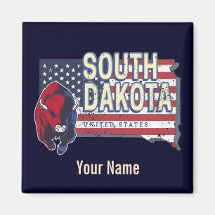 South Dakota United States Retro State Map Magneet