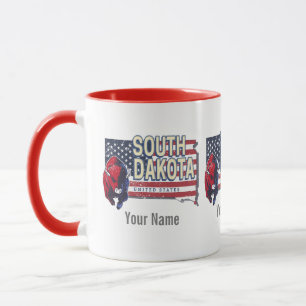 South Dakota United States Retro State Map Mok