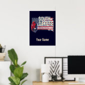 South Dakota United States Retro State Map Poster (Thuiskantoor)