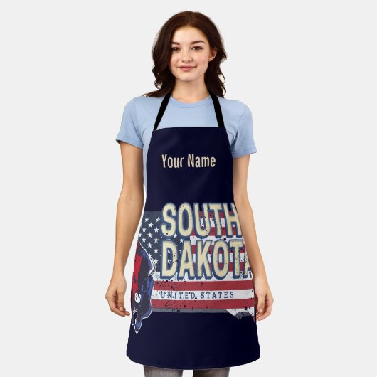 South Dakota United States Retro State Map Schort (Gedragen)