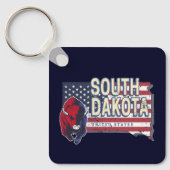 South Dakota United States Retro State Map  Sleutelhanger (Voorkant)