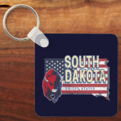 South Dakota United States Retro State Map  Sleutelhanger (Voorkant)
